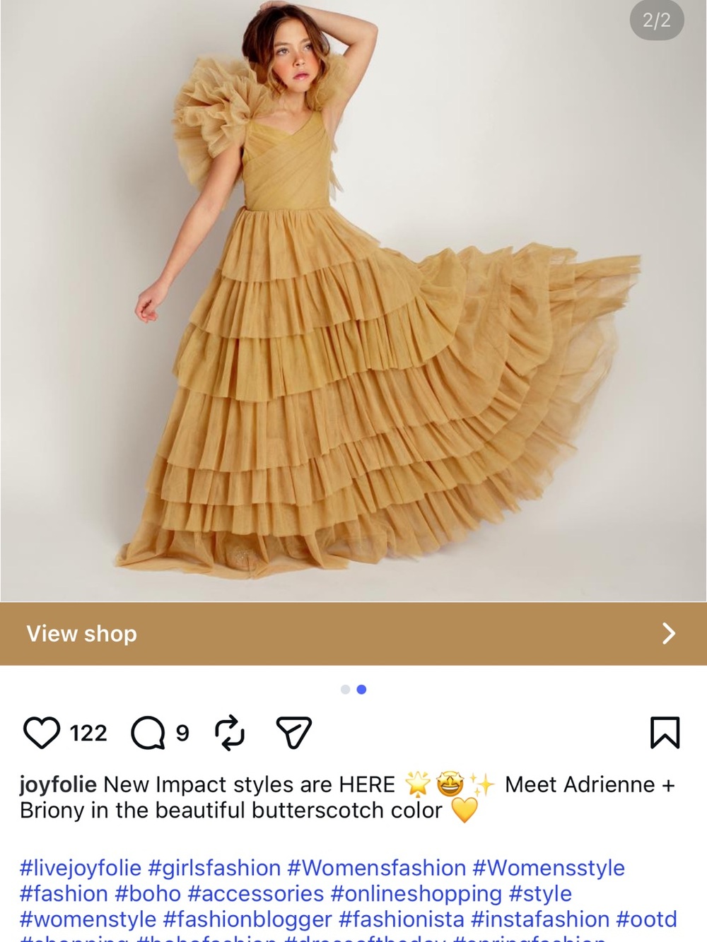 Joyfolie Girls' Briony Formal Ruffled Tulle Gown in Butterscotch